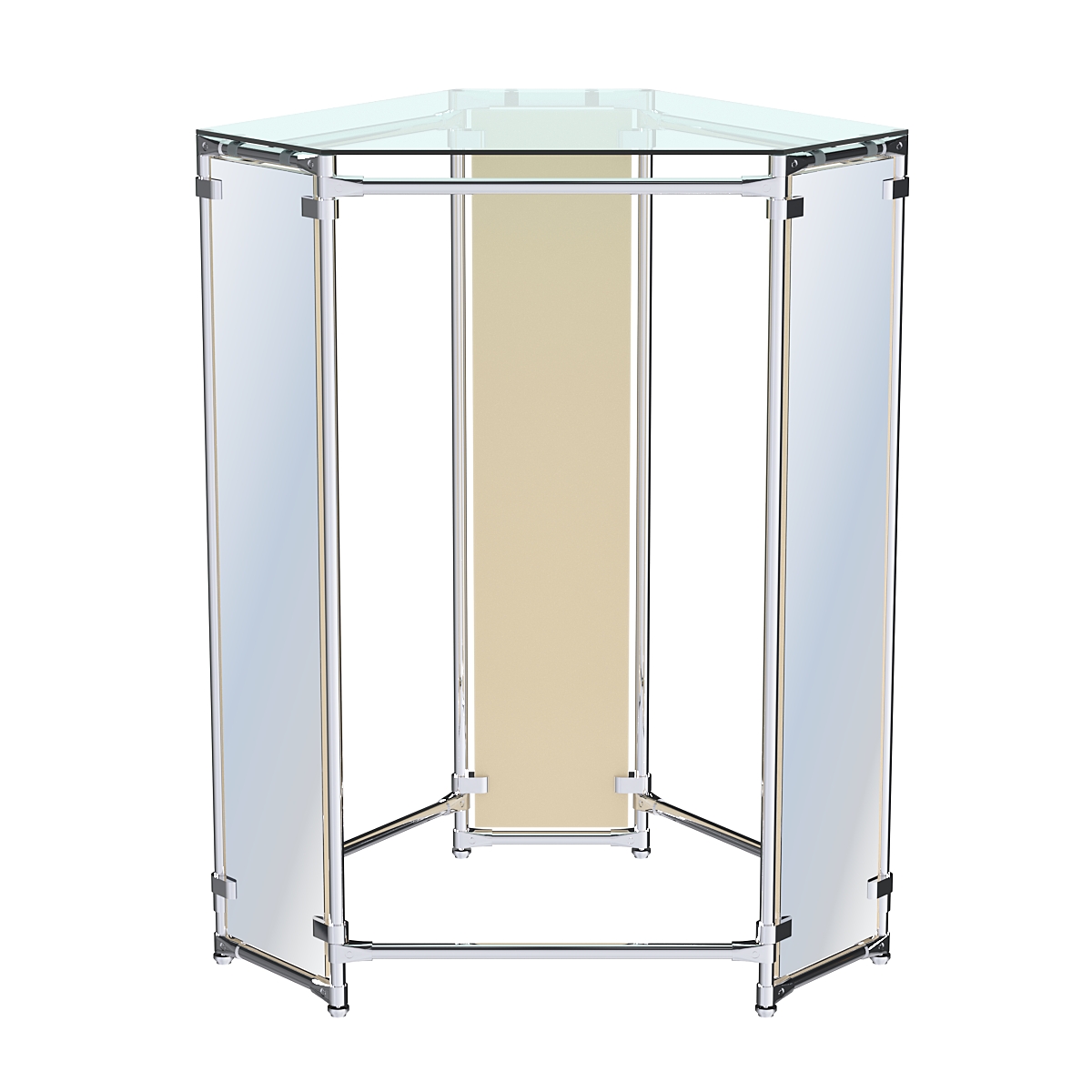 Вешало Прогресс №3-2 островной (с прозрачной полкой стекло 8 мм и зеркалами) Крем Вайс