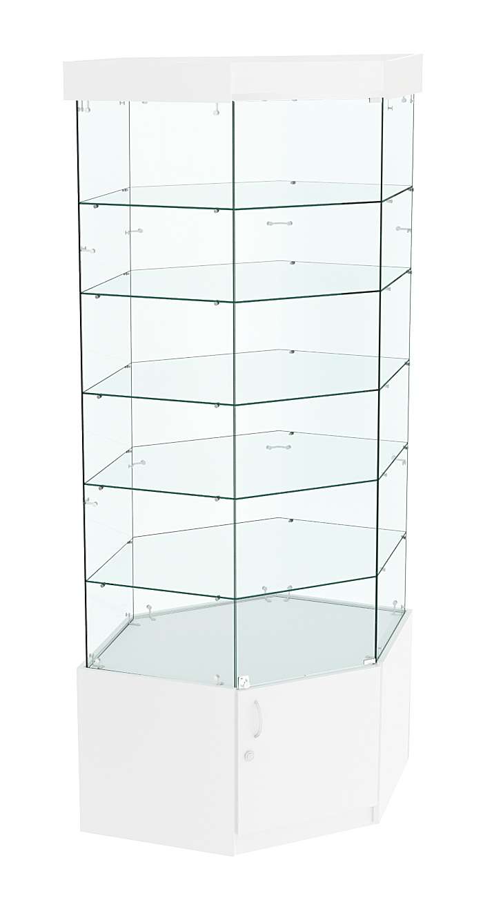 Витрина "Истра" угловая №917, шестигранная, (З.С-стекло) Белый