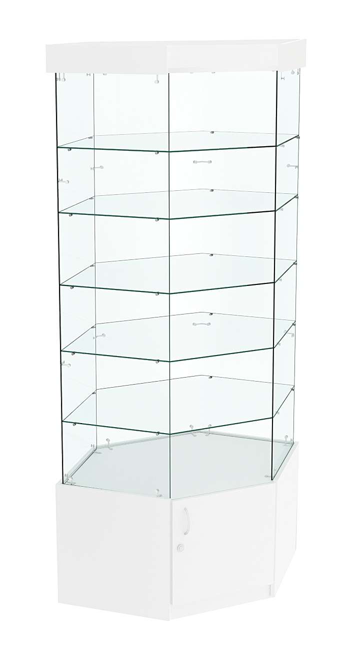 Витрина "Истра" угловая №9117, шестигранная (З.С-стекло), без дверей Белый