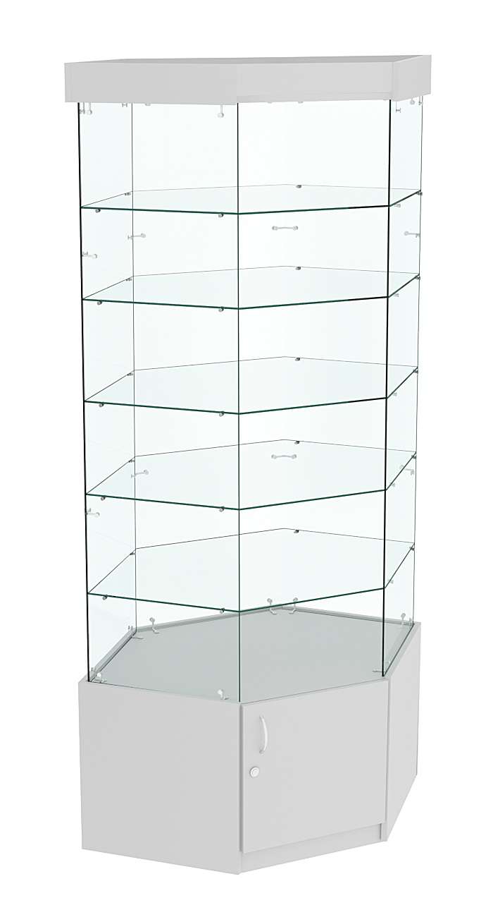 Витрина "Истра" угловая №9117, шестигранная (З.С-стекло), без дверей Серый