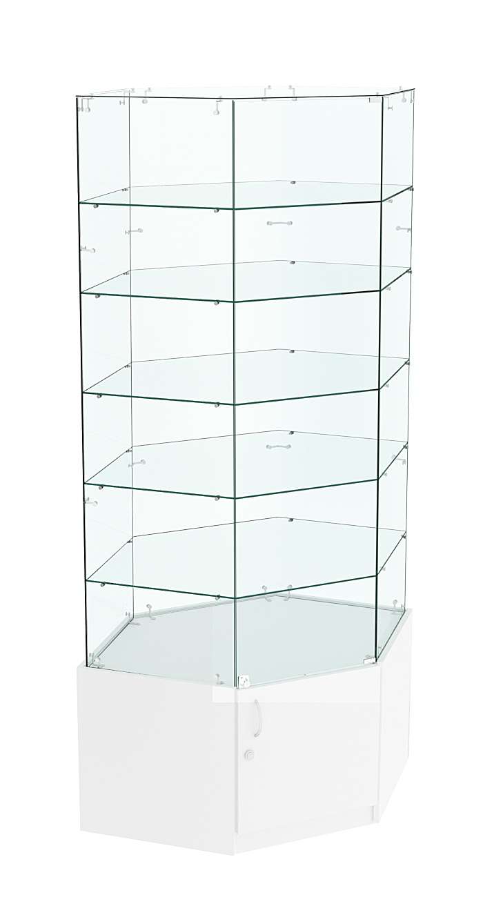 Витрина "Истра" угловая №918, шестигранная (З/С - стекло) Белый