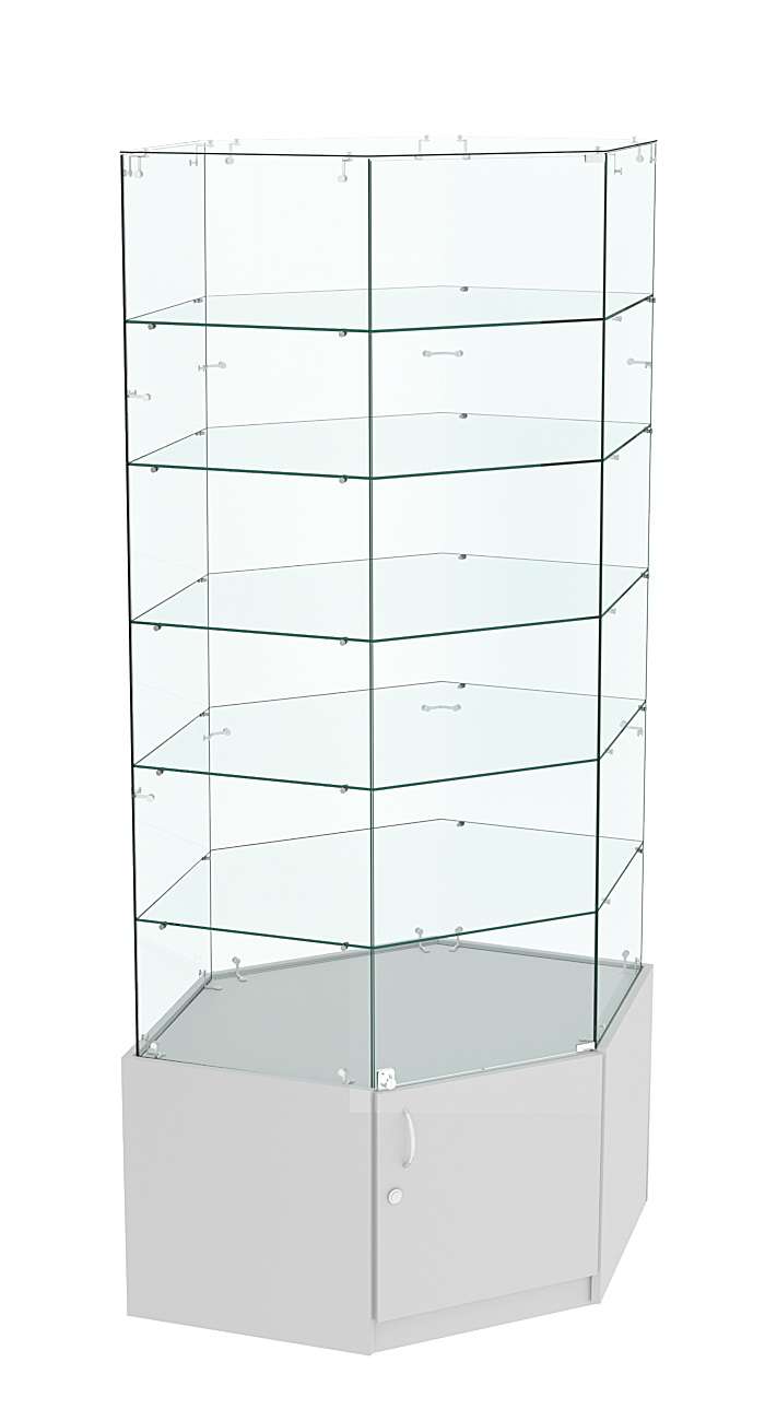 Витрина "Истра" угловая №918, шестигранная (З/С - стекло) Серый