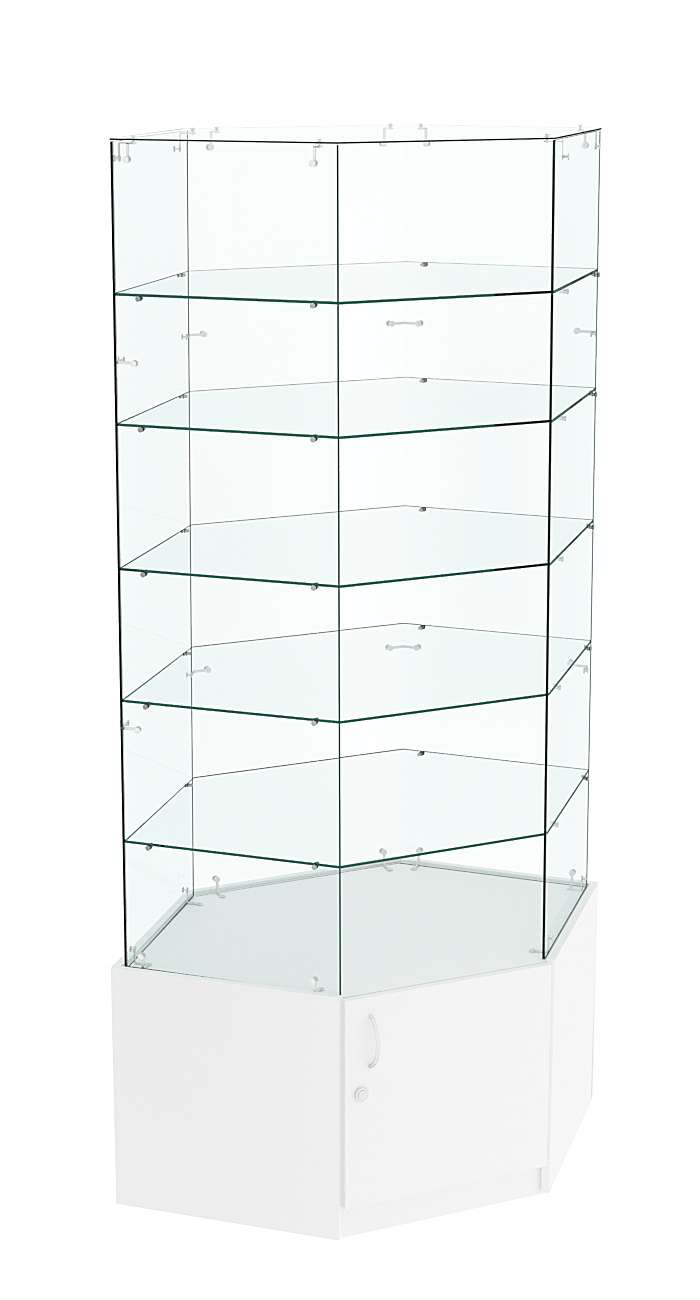 Витрина "Истра" угловая №9118, шестигранная (З.С-стекло) без дверей Белый