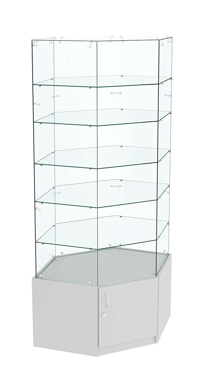 Витрина "Истра" угловая №9118, шестигранная (З.С-стекло) без дверей Серый