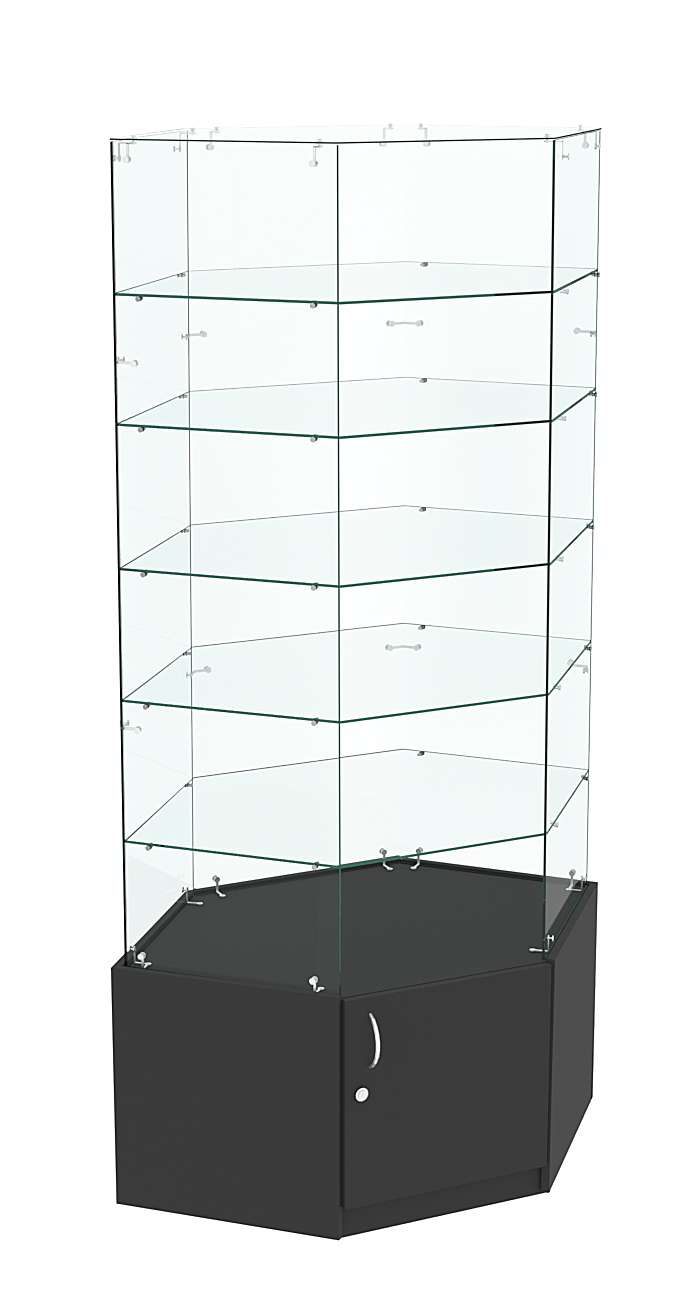 Витрина "Истра" угловая №9118, шестигранная (З.С-стекло) без дверей Черный