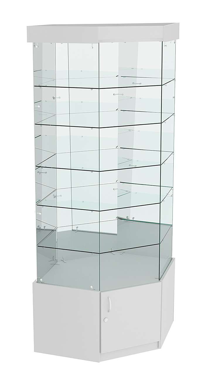 Витрина "Истра" угловая №9119, шестигранная (З.С-зеркало), без дверей Серый