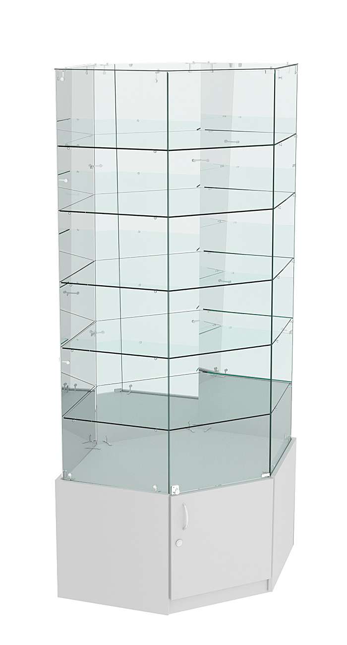 Витрина "Истра" угловая №9220, шестигранная (З.С-зеркало), без дверей Серый