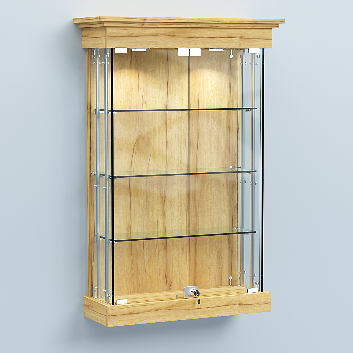 Витрина для музеев "Коллекция" настенная №1-3А-РЕГ Дуб Золотистый