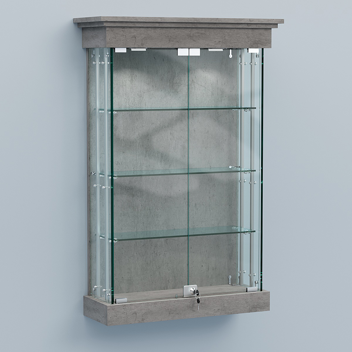 Витрина для музеев "Коллекция" настенная №1-3А-РЕГ Бетон Чикаго светло-серый F186 ST9