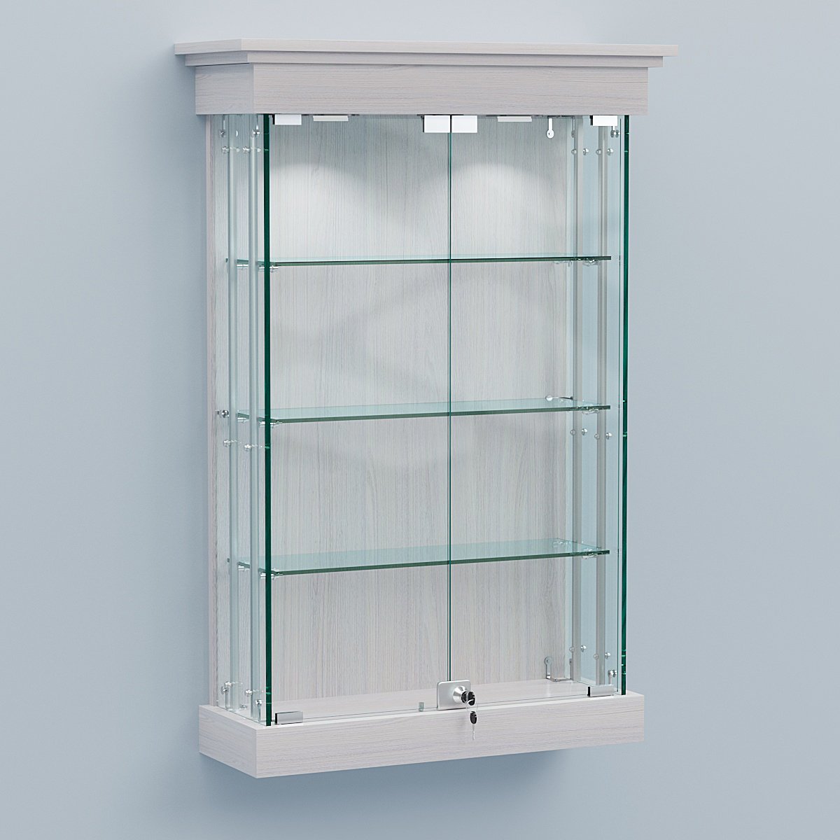 Витрина для музеев "Коллекция" настенная №1-3А-РЕГ Ясень Анкор светлый