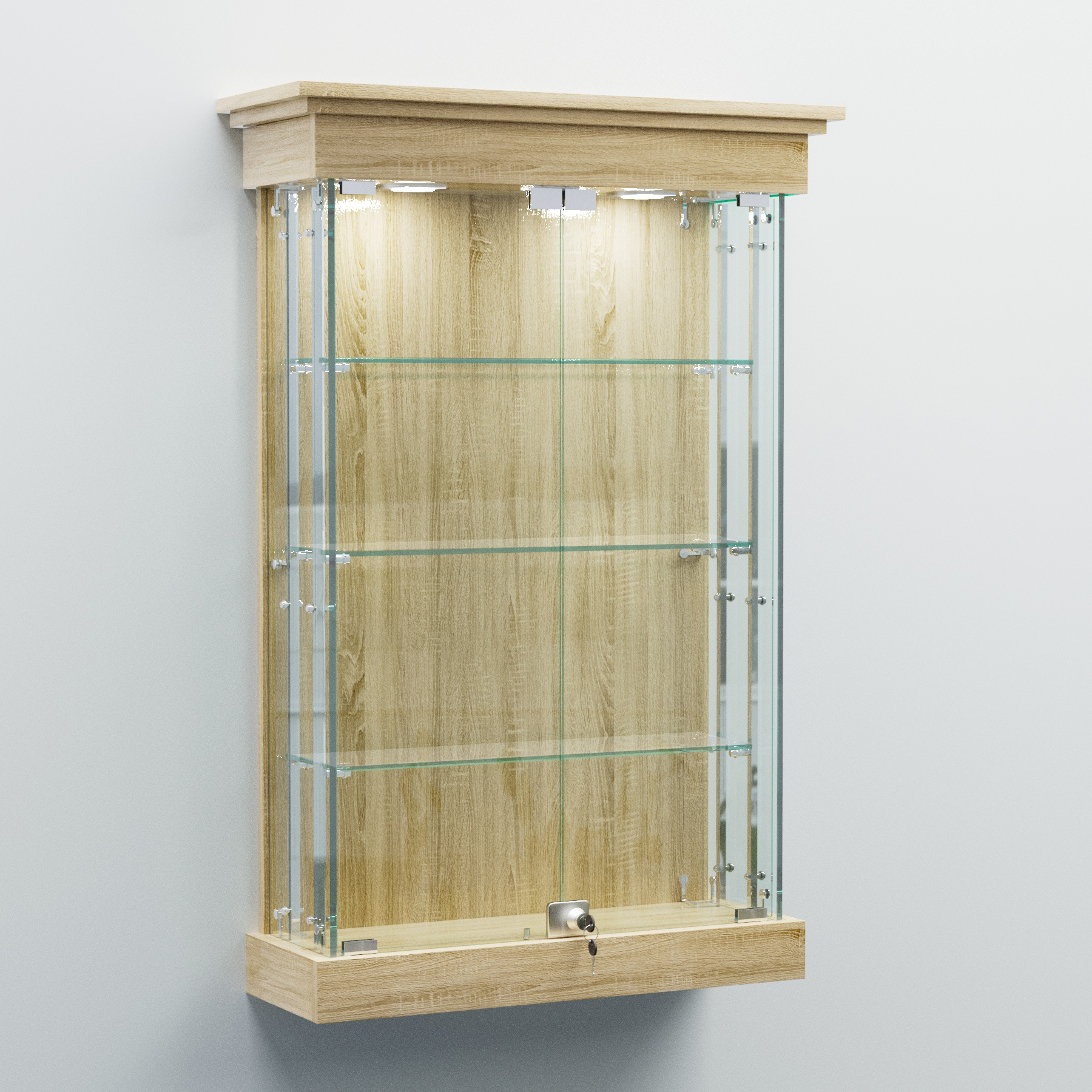 Витрина для музеев "Коллекция" настенная №1-3А-РЕГ Дуб Сонома