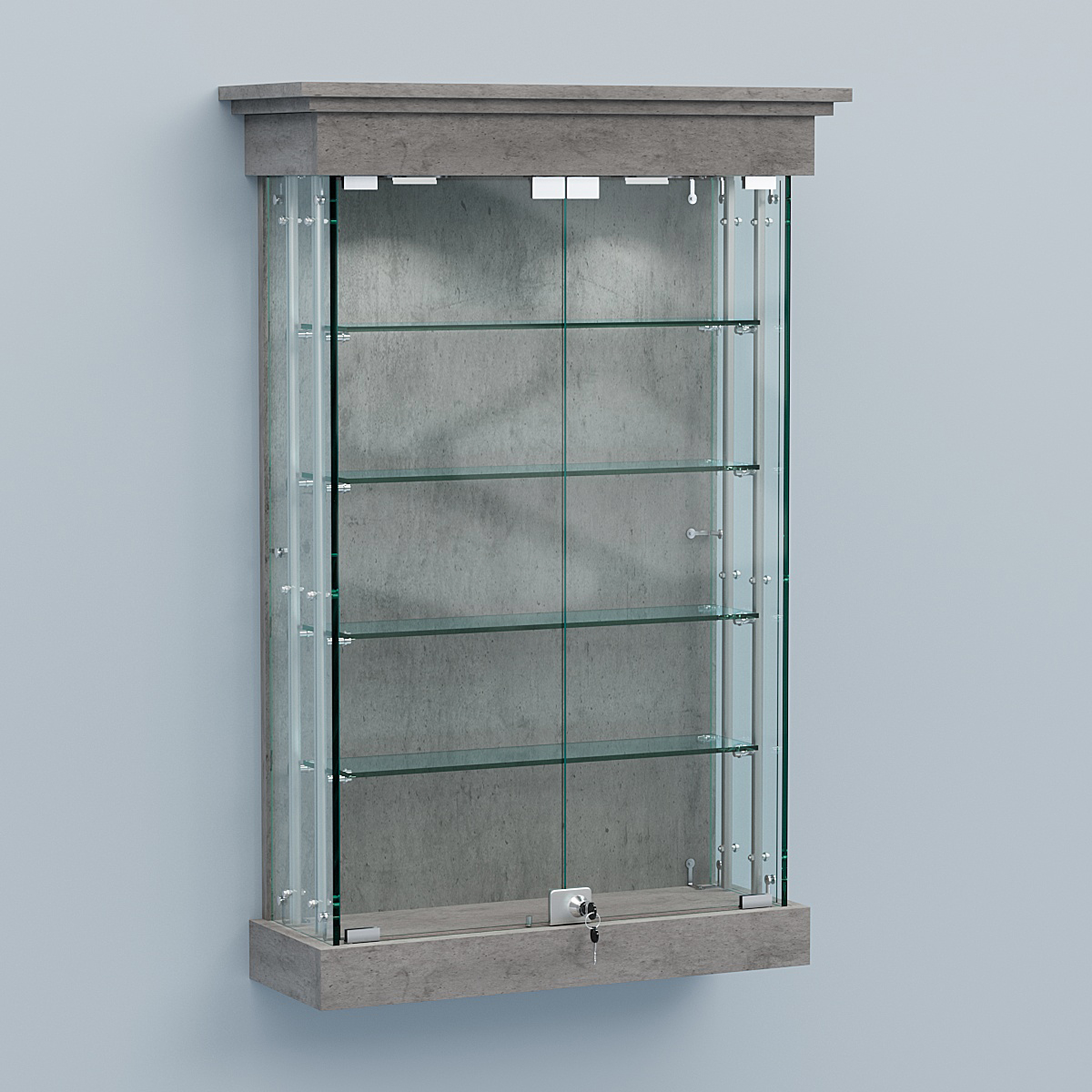 Витрина для музеев "Коллекция" настенная №1-4А-РЕГ Бетон Чикаго светло-серый F186 ST9