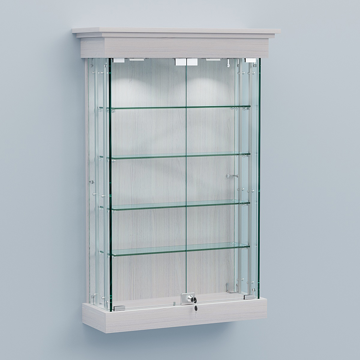 Витрина для музеев "Коллекция" настенная №1-4А-РЕГ Ясень Анкор светлый