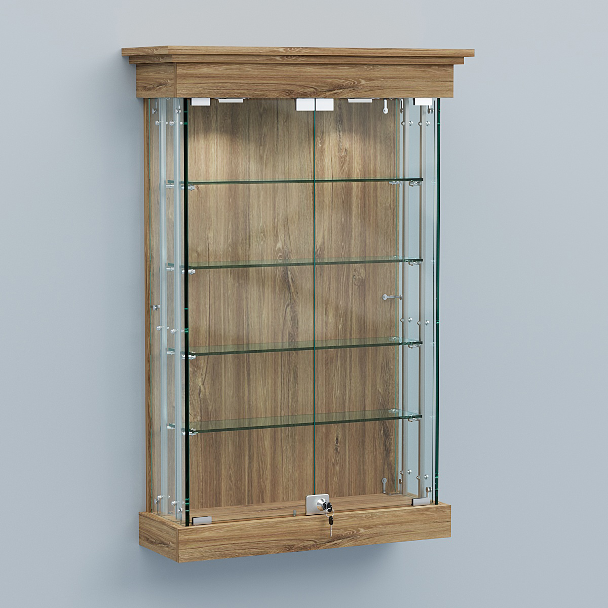 Витрина для музеев "Коллекция" настенная №1-4А-РЕГ Дуб Канзас коричневый