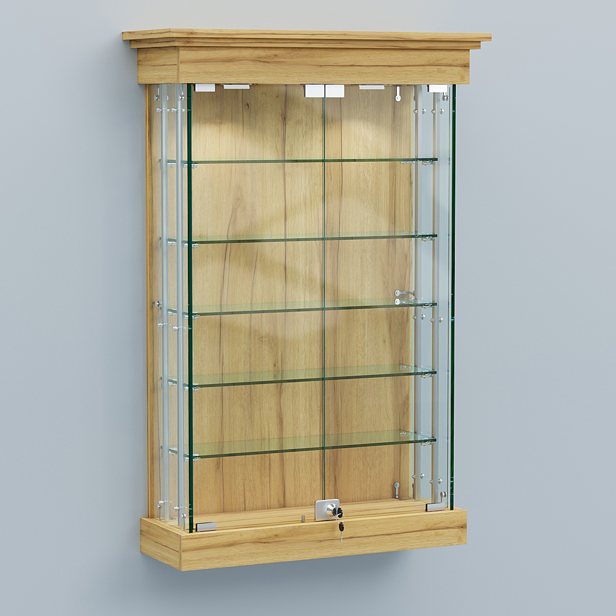 Витрина для музеев "Коллекция" настенная №1-5А-РЕГ Дуб Золотистый