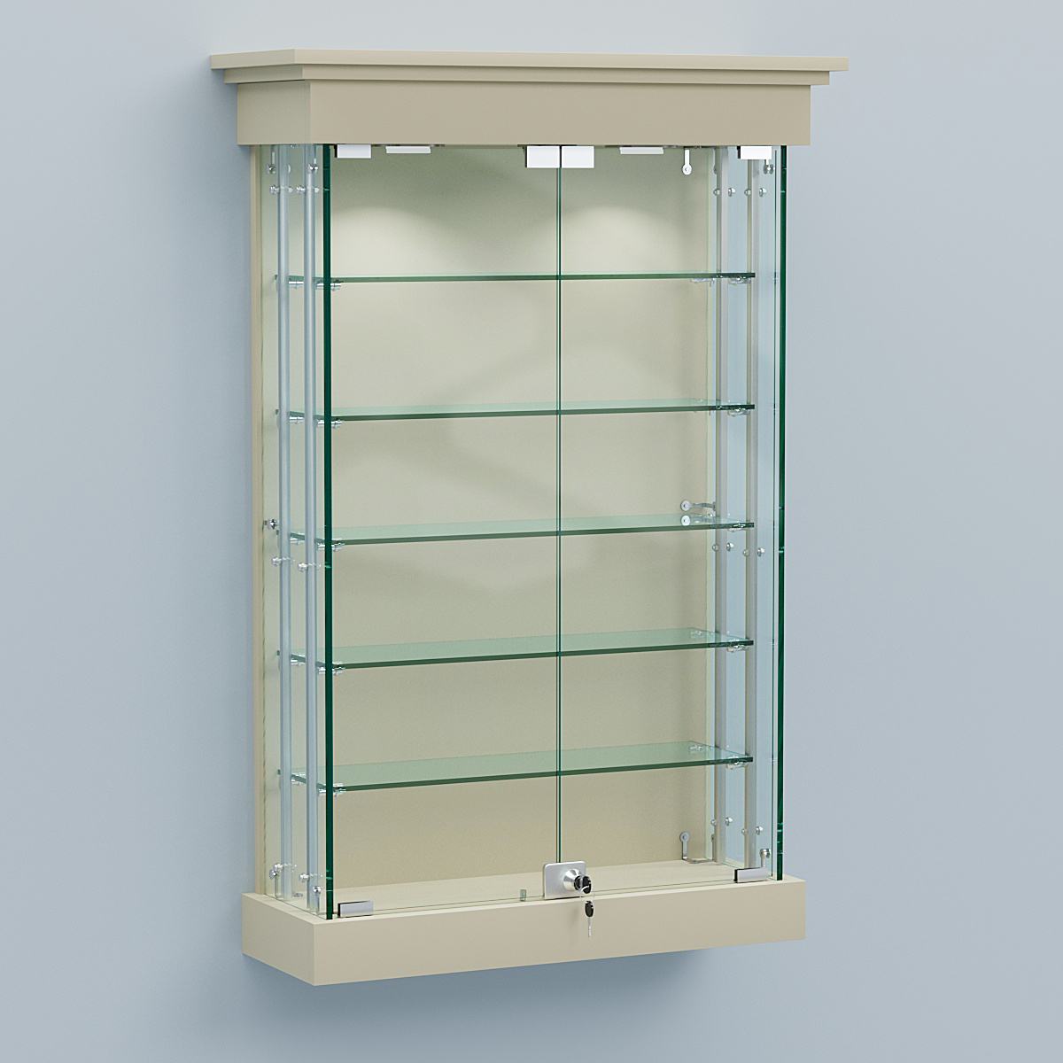 Витрина для музеев "Коллекция" настенная №1-5А-РЕГ Крем Вайс
