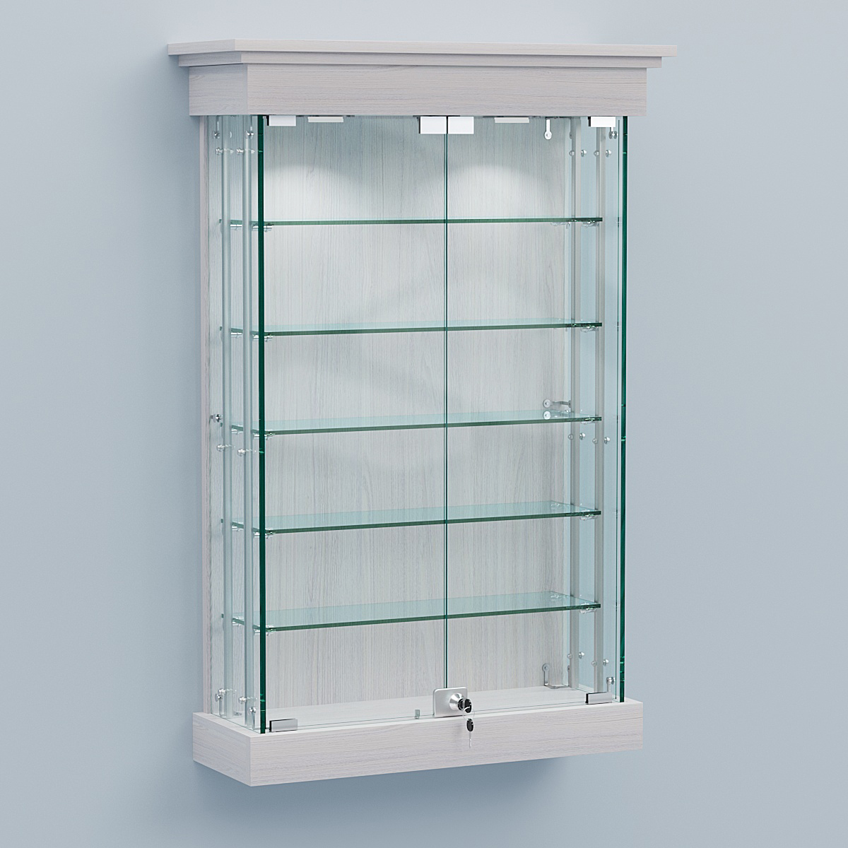Витрина для музеев "Коллекция" настенная №1-5А-РЕГ Ясень Анкор светлый