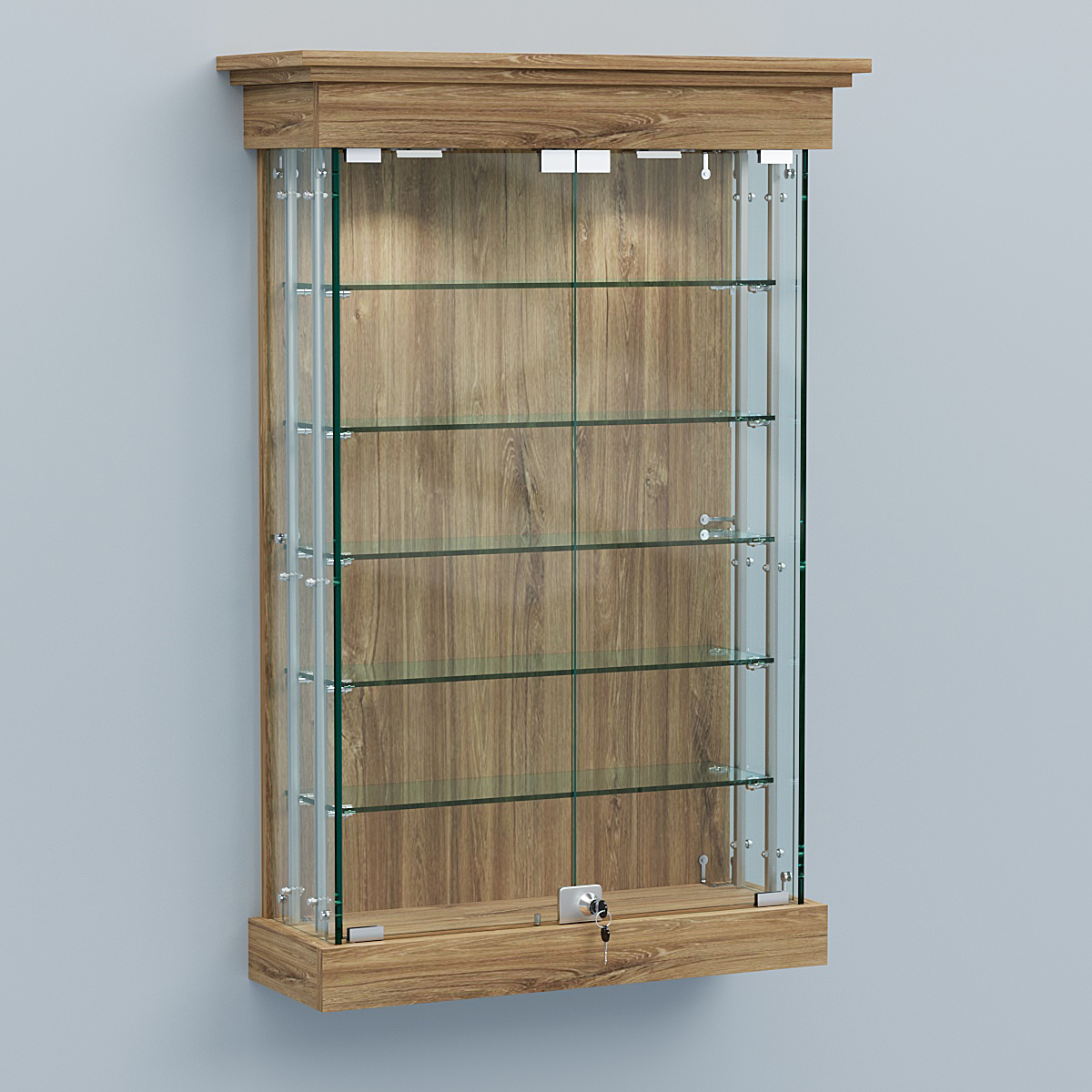 Витрина для музеев "Коллекция" настенная №1-5А-РЕГ Дуб Канзас коричневый