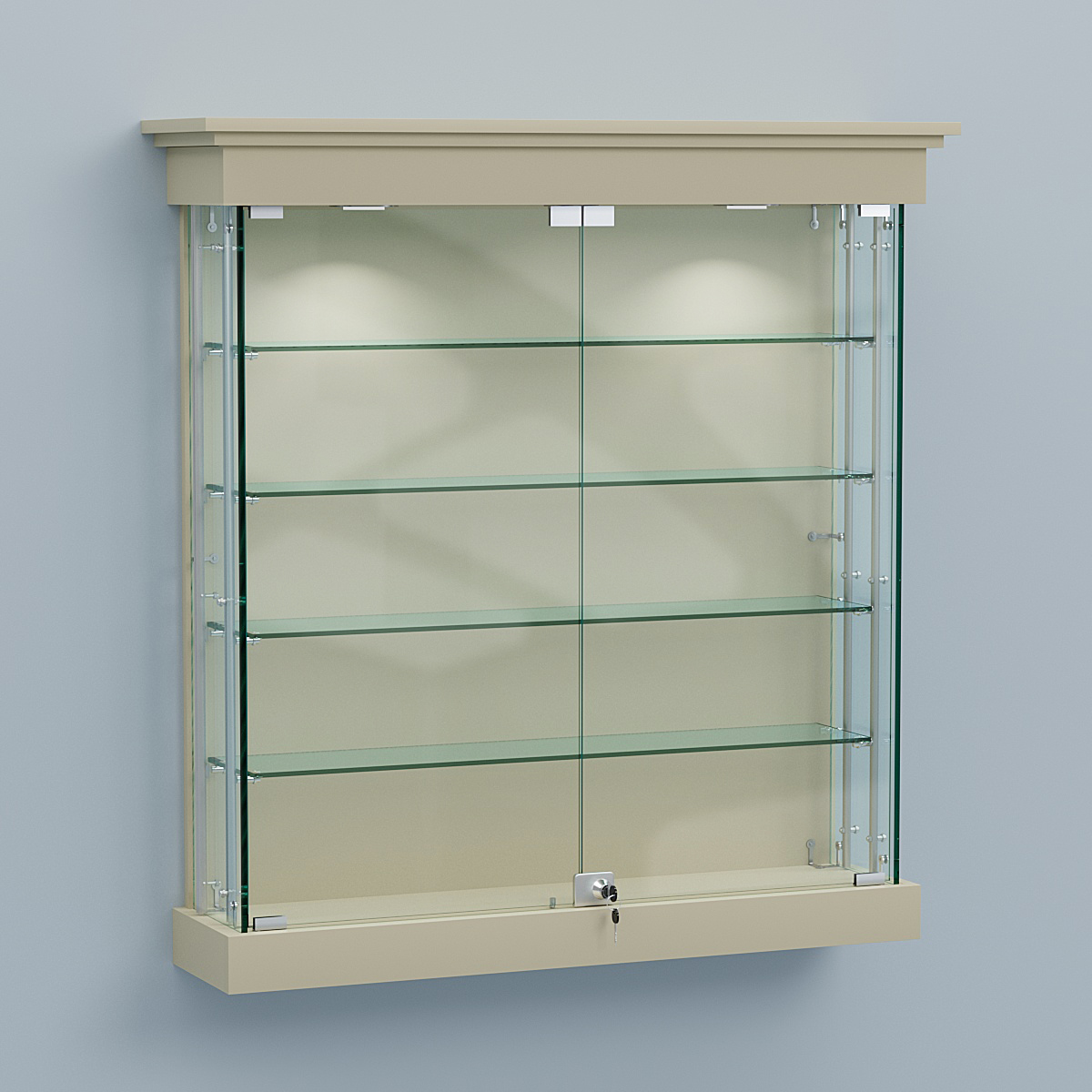 Витрина для музеев "Коллекция" настенная №2-4А-РЕГ Крем Вайс