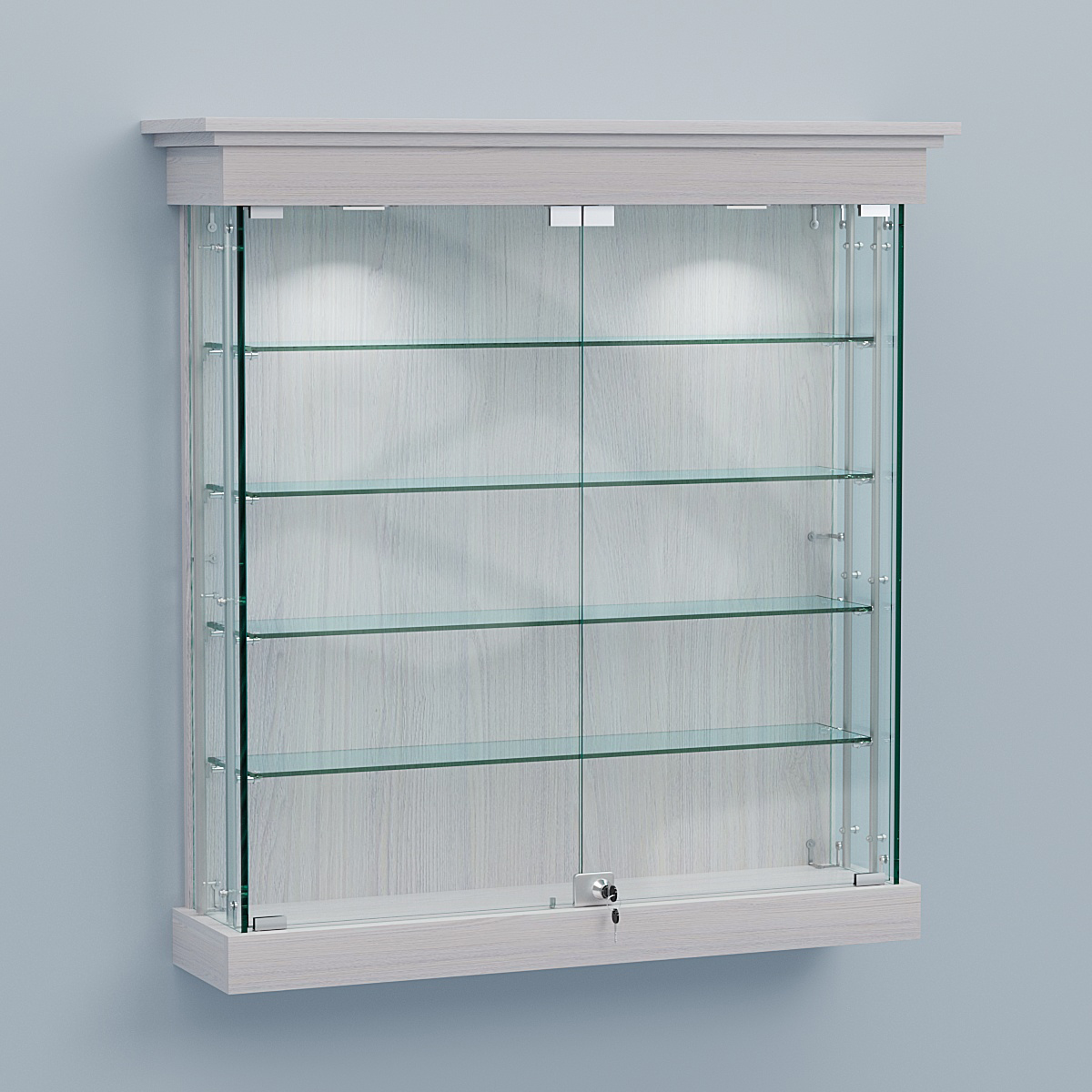 Витрина для музеев "Коллекция" настенная №2-4А-РЕГ Ясень Анкор светлый