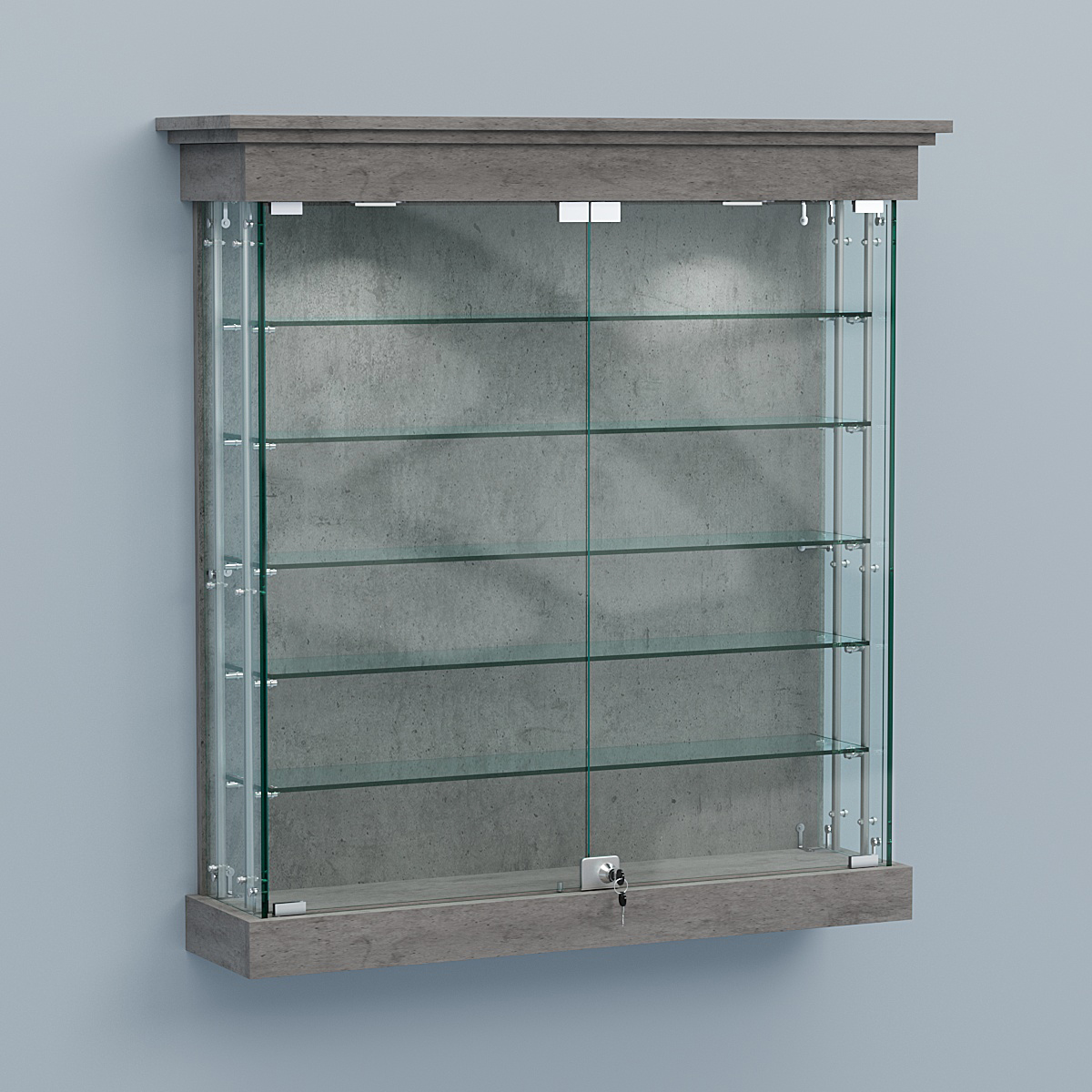 Витрина для музеев "Коллекция" настенная №2-5А-РЕГ Бетон Чикаго светло-серый F186 ST9