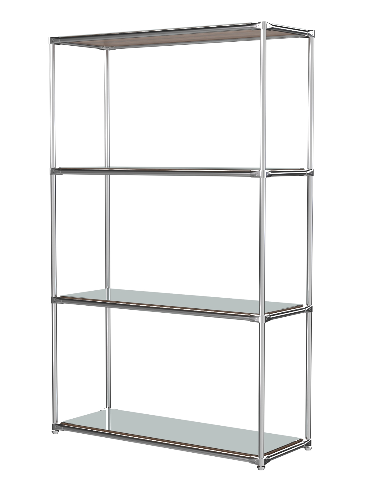 Хромированный стеллаж СТИЛЬ №1г с полками Зеркало 4 мм Орех