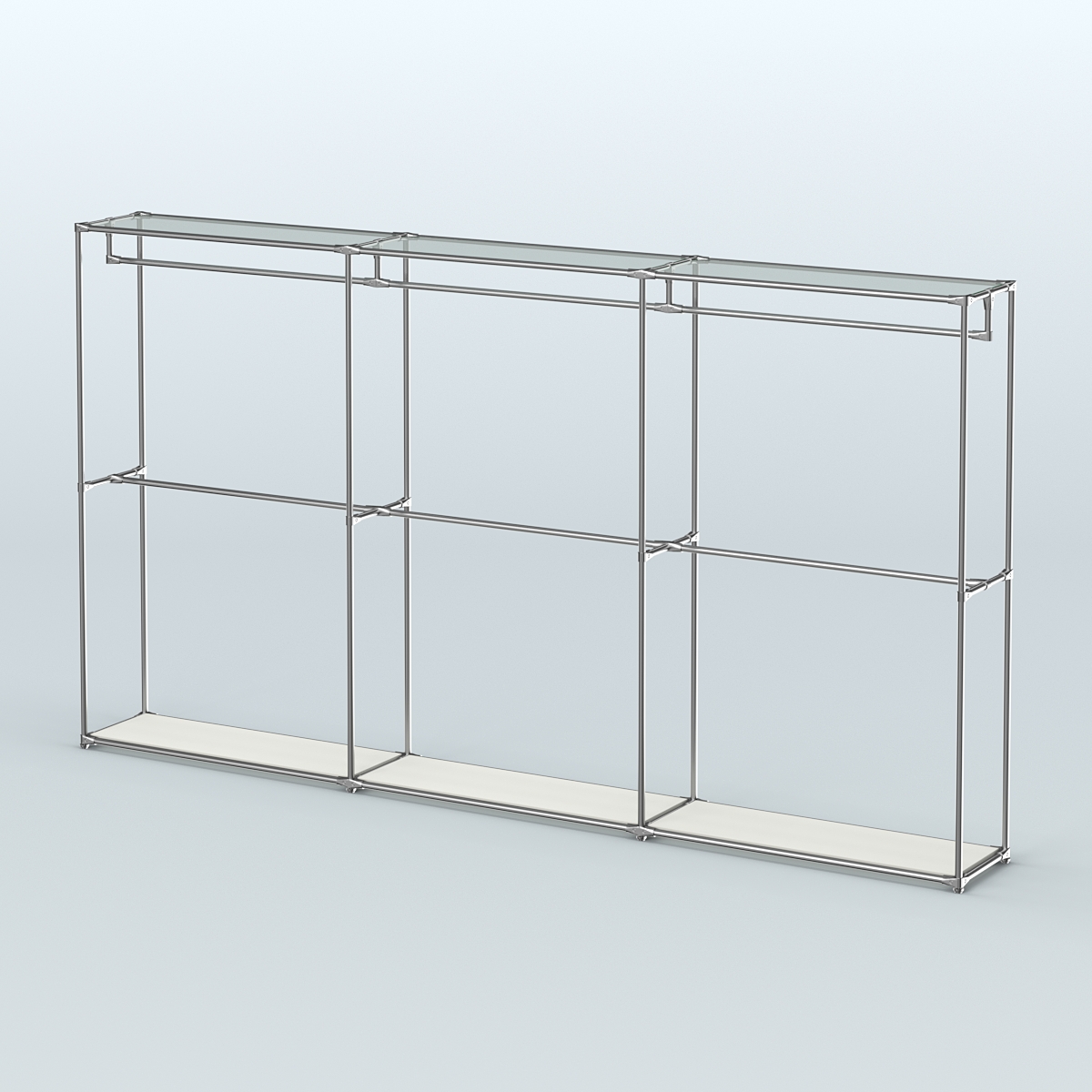 Торговая система ХРОМ без ДСП 3600 мм с поручнями №1 Белый