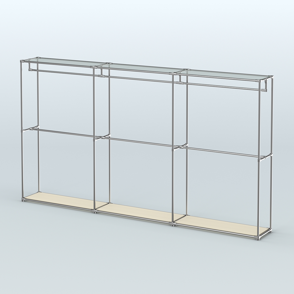 Торговая система ХРОМ без ДСП 3600 мм с поручнями №1 Крем Вайс