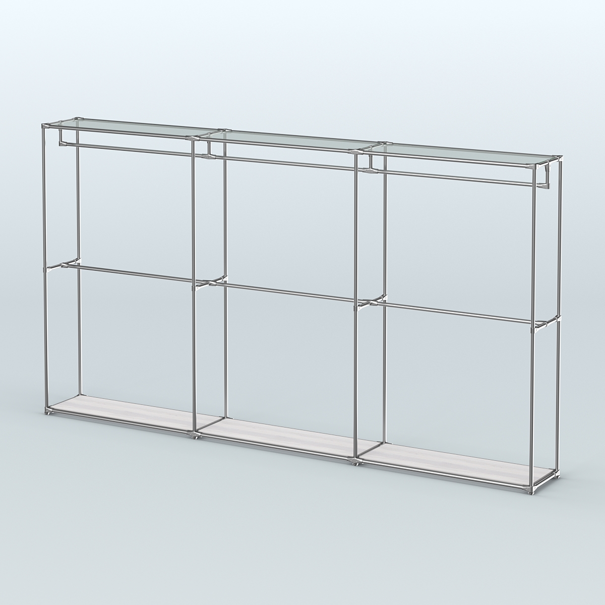 Торговая система ХРОМ без ДСП 3600 мм с поручнями №1 Ясень Анкор светлый