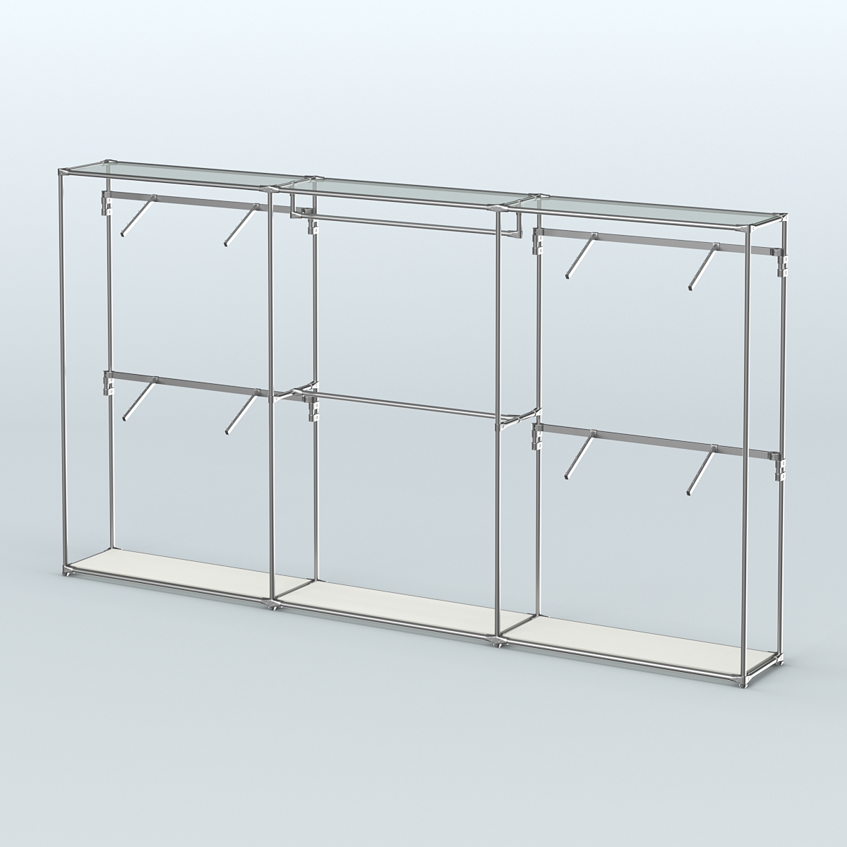 Торговая система ХРОМ без ДСП 3600 мм с поручнями №2 Белый