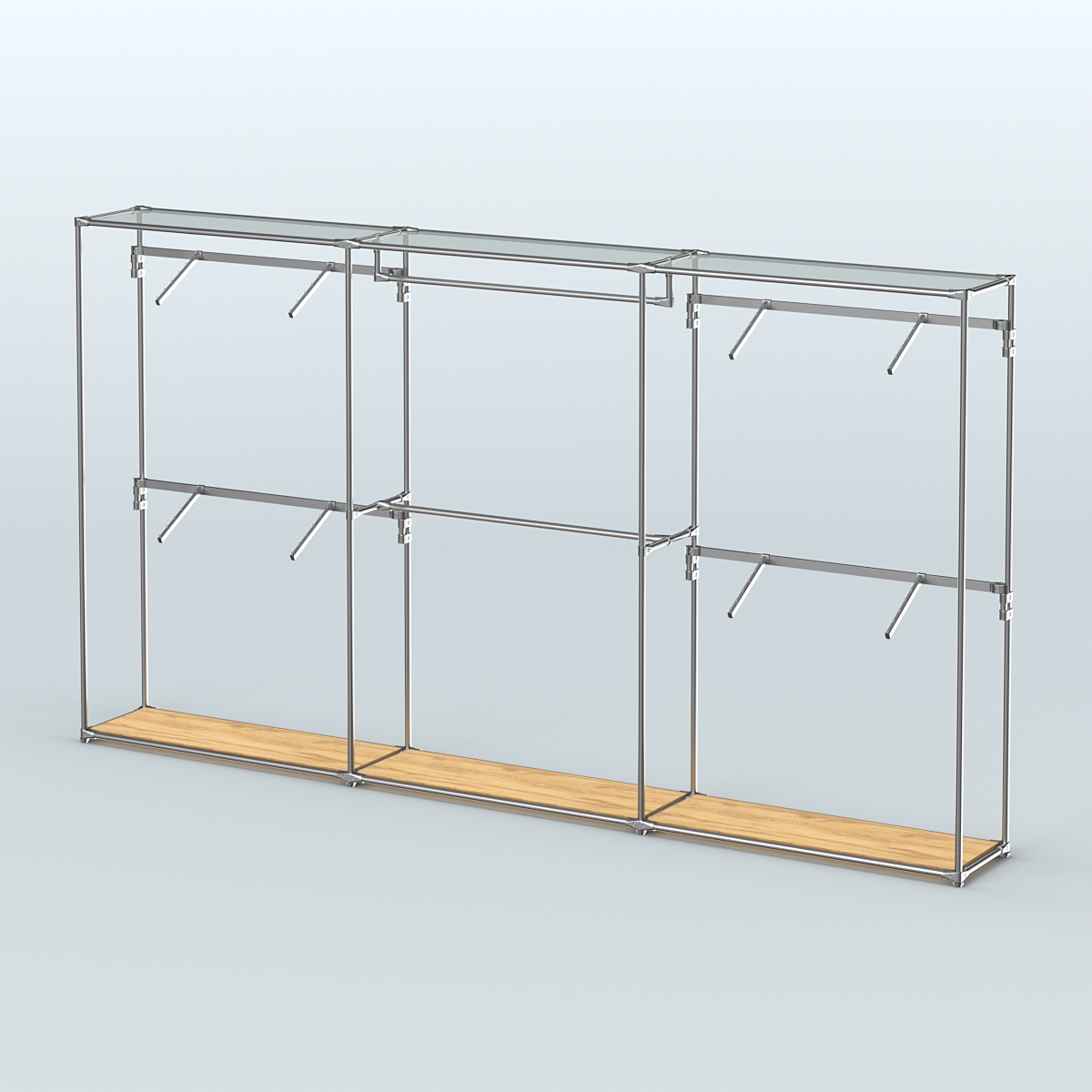 Торговая система ХРОМ без ДСП 3600 мм с поручнями №2 Дуб Золотистый