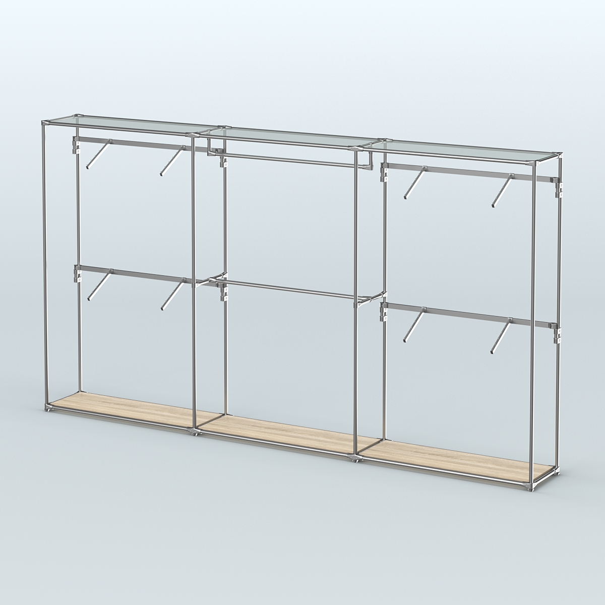 Торговая система ХРОМ без ДСП 3600 мм с поручнями №2 Дуб Сонома