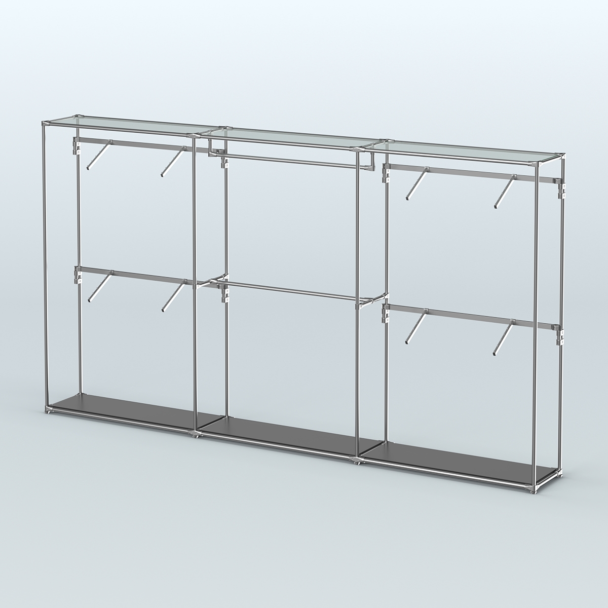 Торговая система ХРОМ без ДСП 3600 мм с поручнями №2 Черный