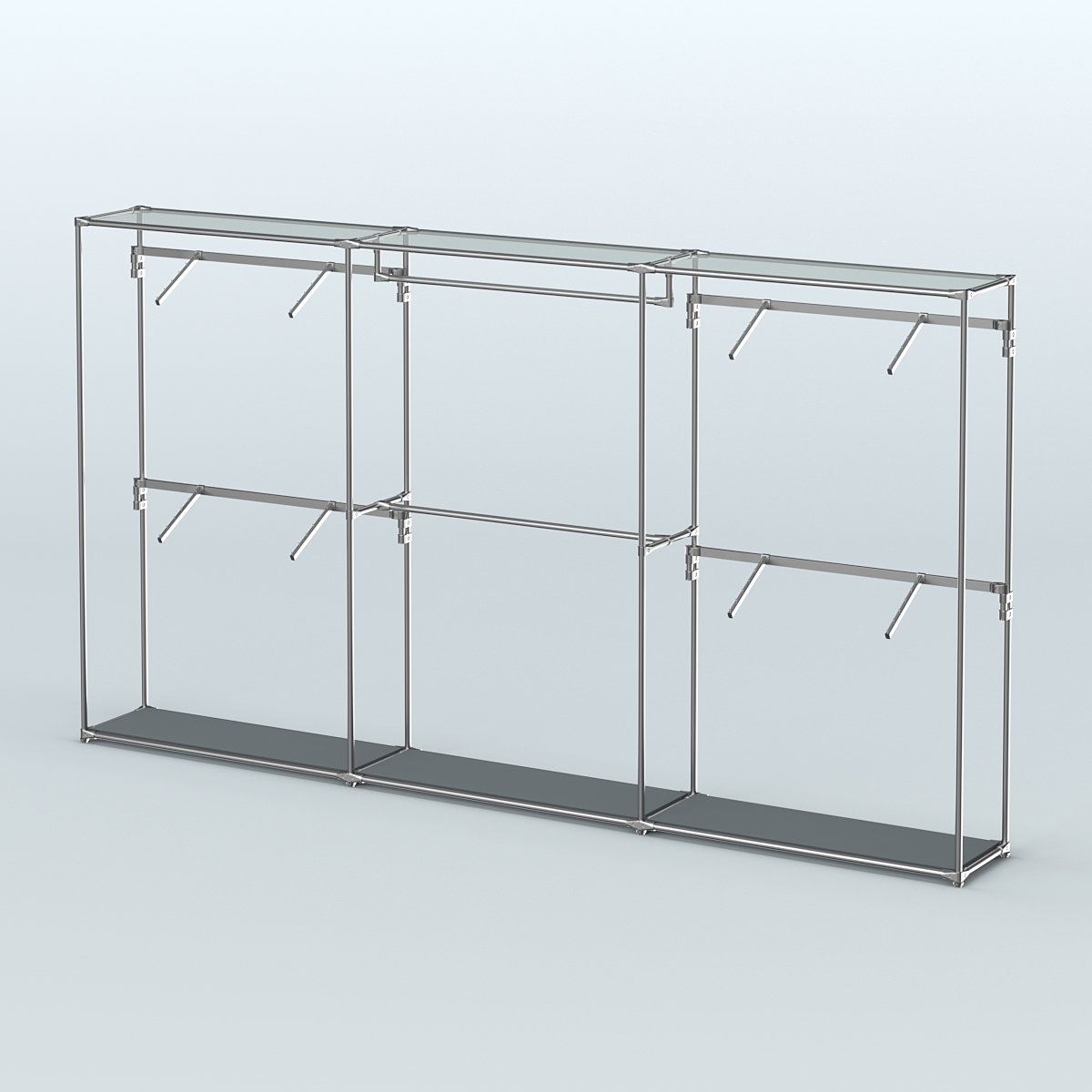 Торговая система ХРОМ без ДСП 3600 мм с поручнями №2 Темно-Серый