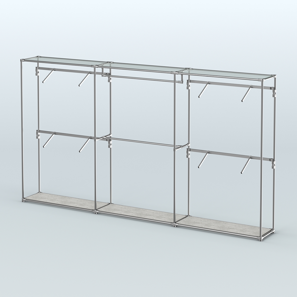 Торговая система ХРОМ без ДСП 3600 мм с поручнями №2 Метрополитан Грей