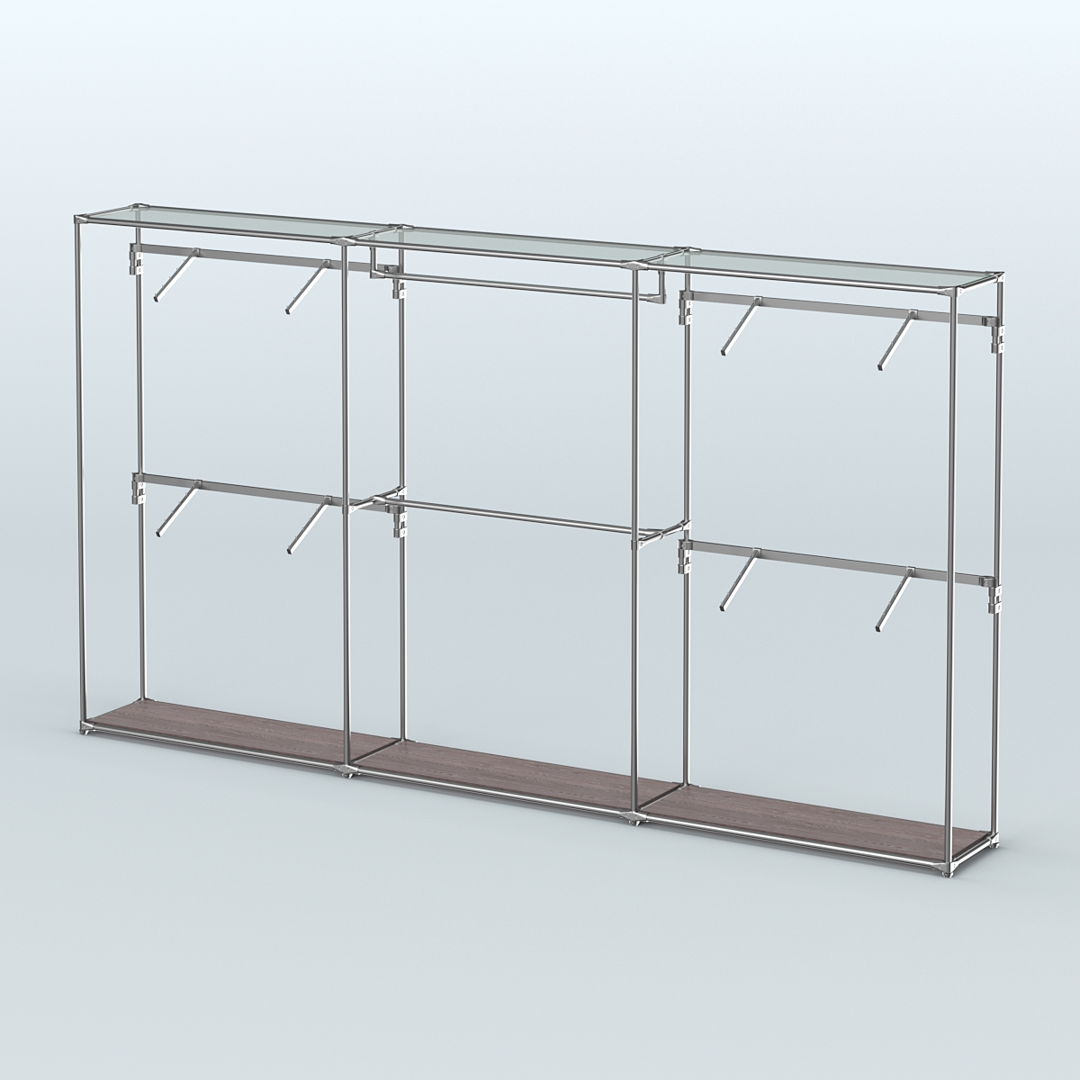 Торговая система ХРОМ без ДСП 3600 мм с поручнями №2 Ясень Анкор темный