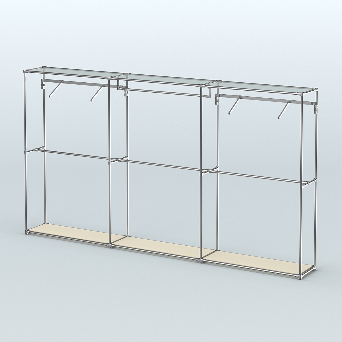 Торговая система ХРОМ без ДСП 3600 мм с поручнями №3 Крем Вайс