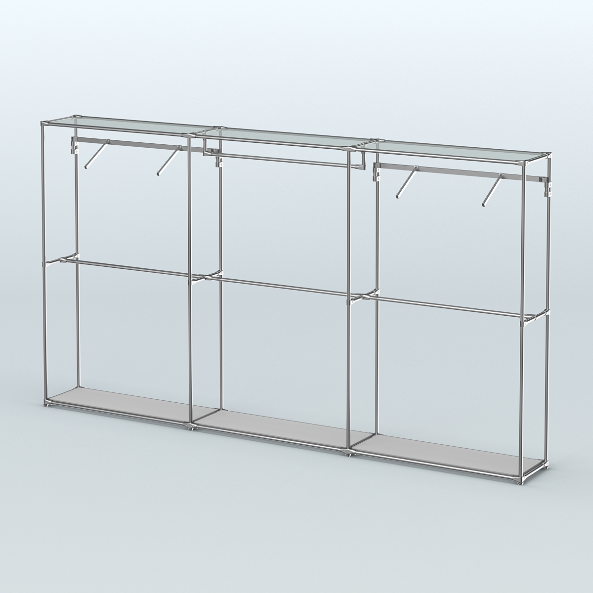 Торговая система ХРОМ без ДСП 3600 мм с поручнями №3 Серый