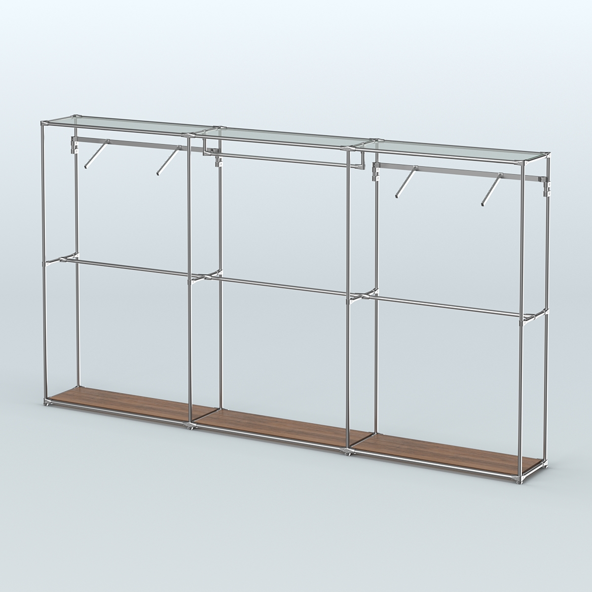 Торговая система ХРОМ без ДСП 3600 мм с поручнями №3 Орех