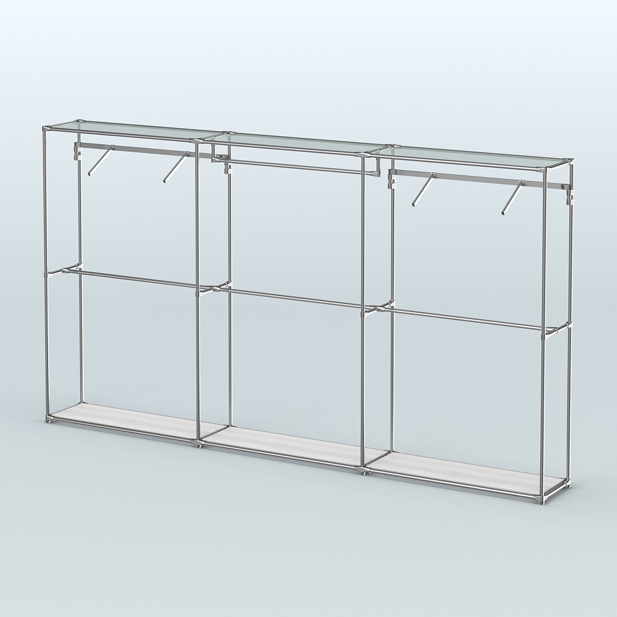 Торговая система ХРОМ без ДСП 3600 мм с поручнями №3 Ясень Анкор светлый