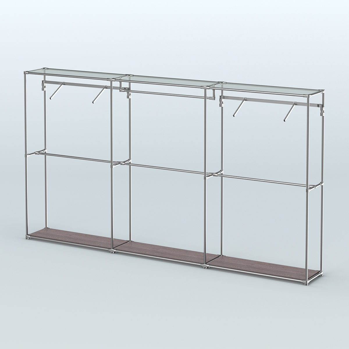 Торговая система ХРОМ без ДСП 3600 мм с поручнями №3 Ясень Анкор темный