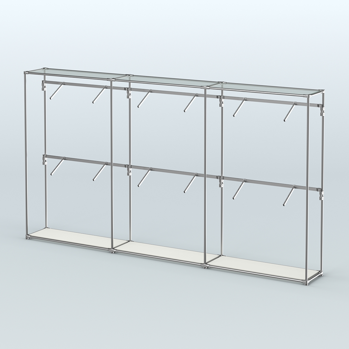 Торговая система ХРОМ без ДСП 3600 мм с поручнями №4 Белый