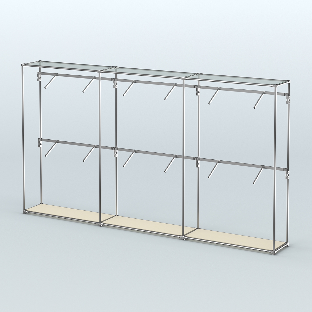 Торговая система ХРОМ без ДСП 3600 мм с поручнями №4 Крем Вайс