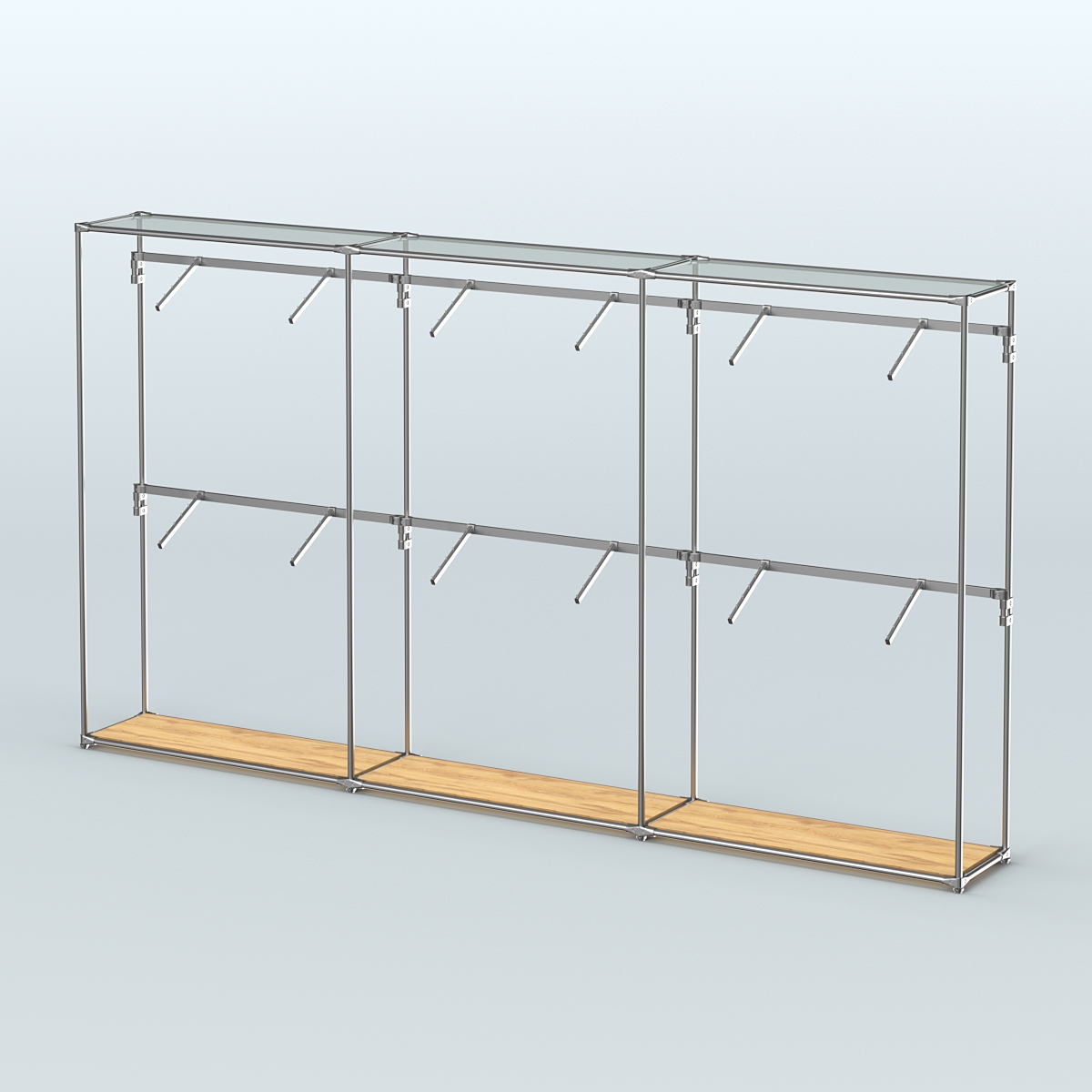 Торговая система ХРОМ без ДСП 3600 мм с поручнями №4 Дуб Золотистый