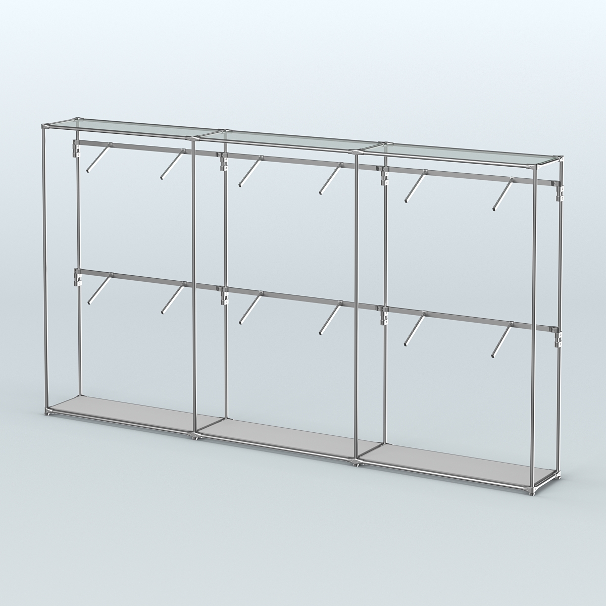 Торговая система ХРОМ без ДСП 3600 мм с поручнями №4 Серый