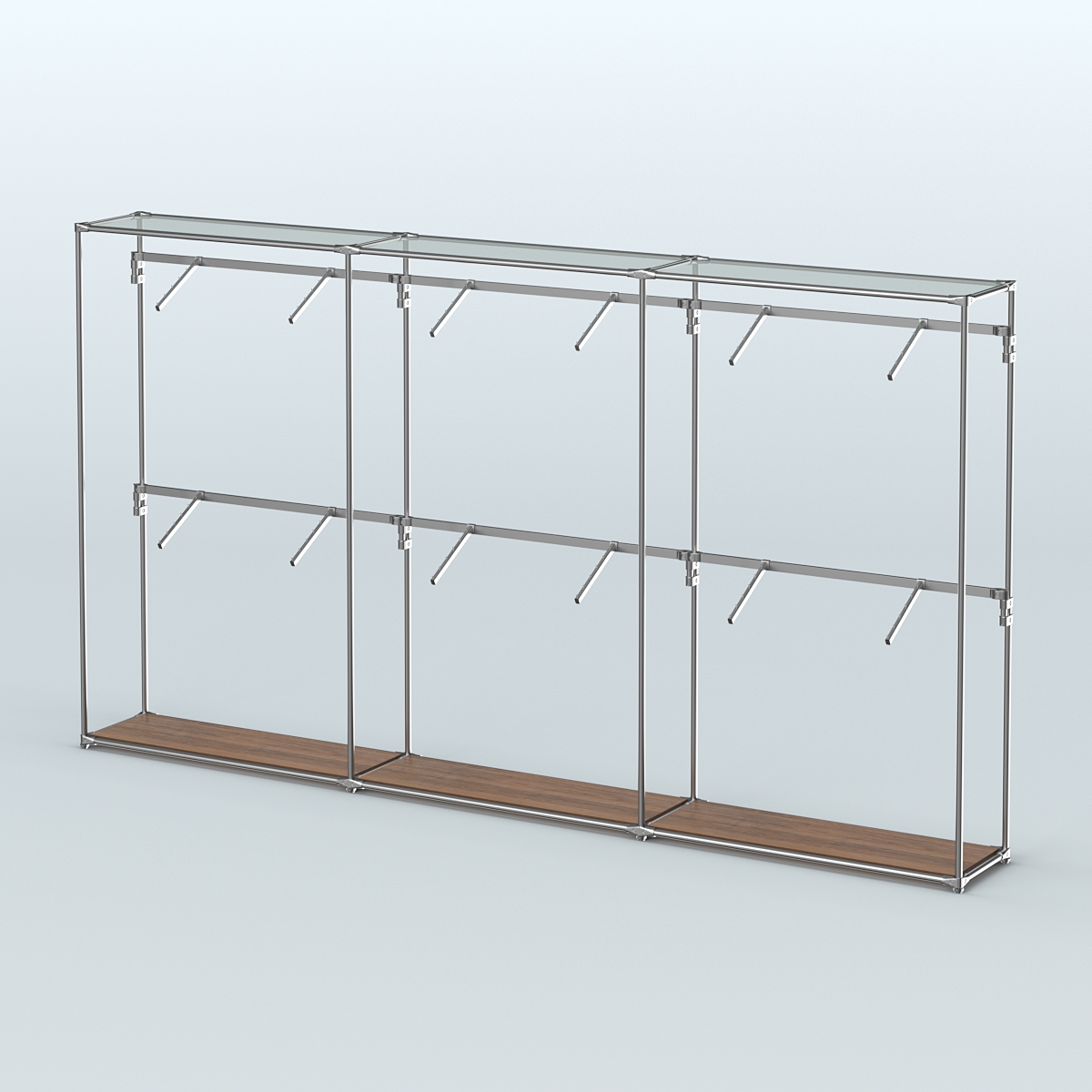 Торговая система ХРОМ без ДСП 3600 мм с поручнями №4 Орех