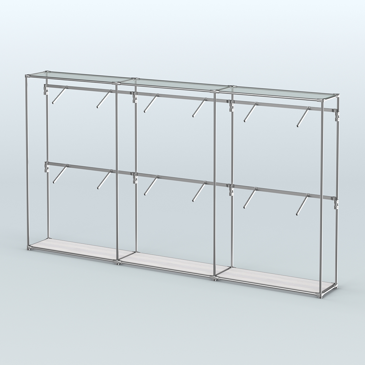 Торговая система ХРОМ без ДСП 3600 мм с поручнями №4 Ясень Анкор светлый