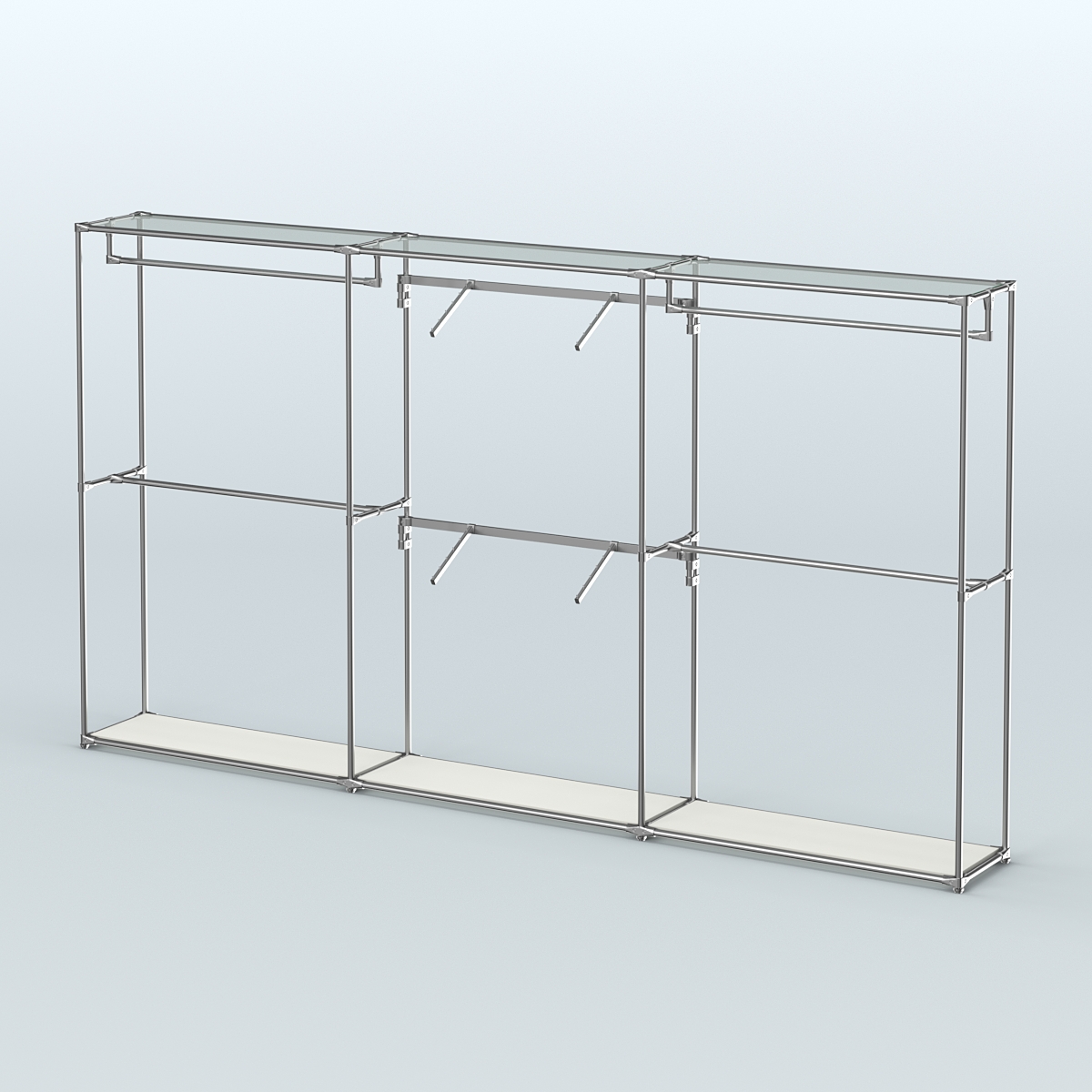 Торговая система ХРОМ без ДСП 3600 мм с поручнями №5 Белый