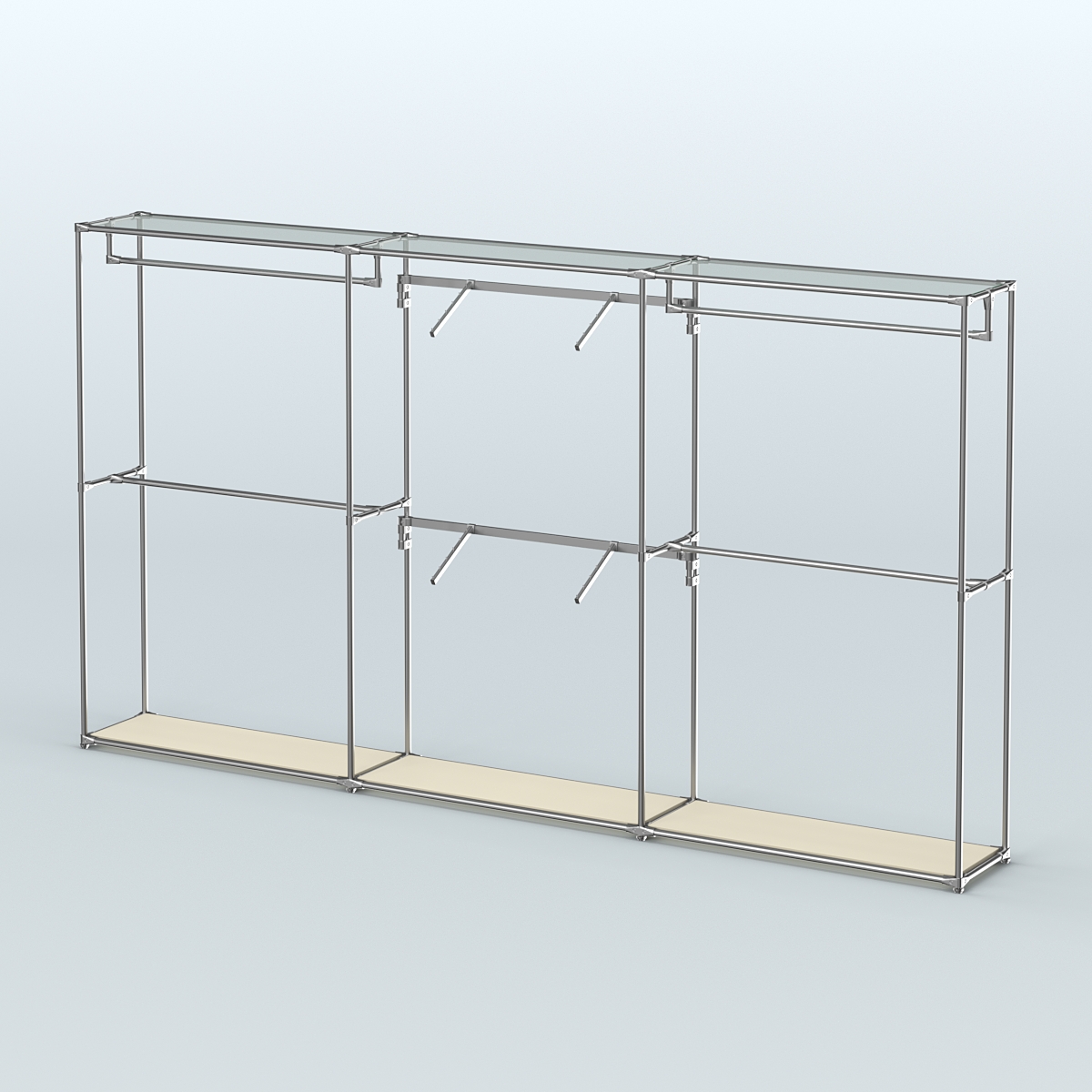 Торговая система ХРОМ без ДСП 3600 мм с поручнями №5 Крем Вайс