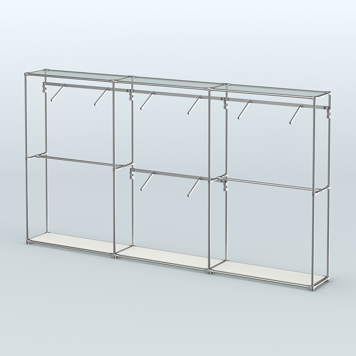 Торговая система ХРОМ без ДСП 3600 мм с поручнями №6 Белый